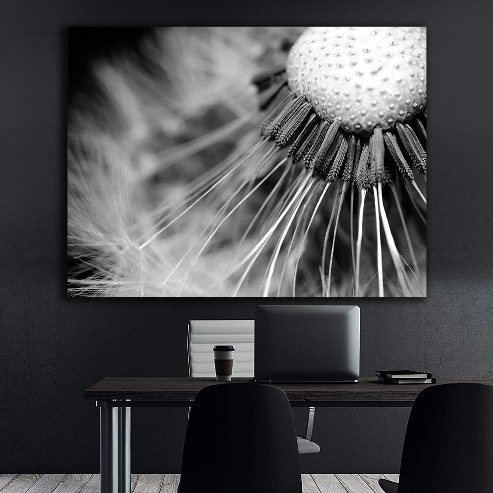 Peinture sur toile - Fleur en noir et blanc