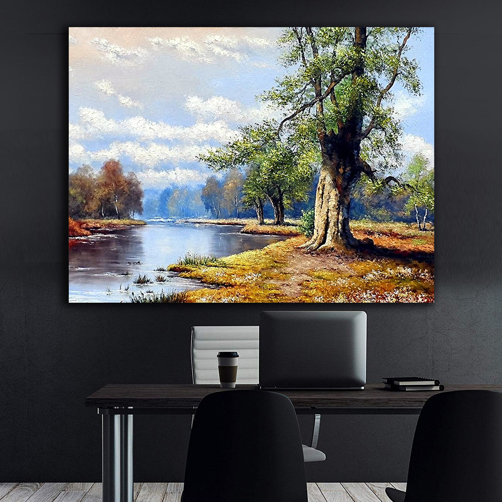 Peinture sur toile - Paysage fluvial
