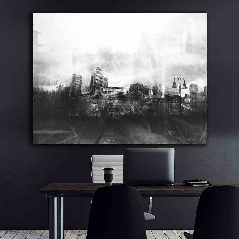 Peinture sur toile - Ville enfumée