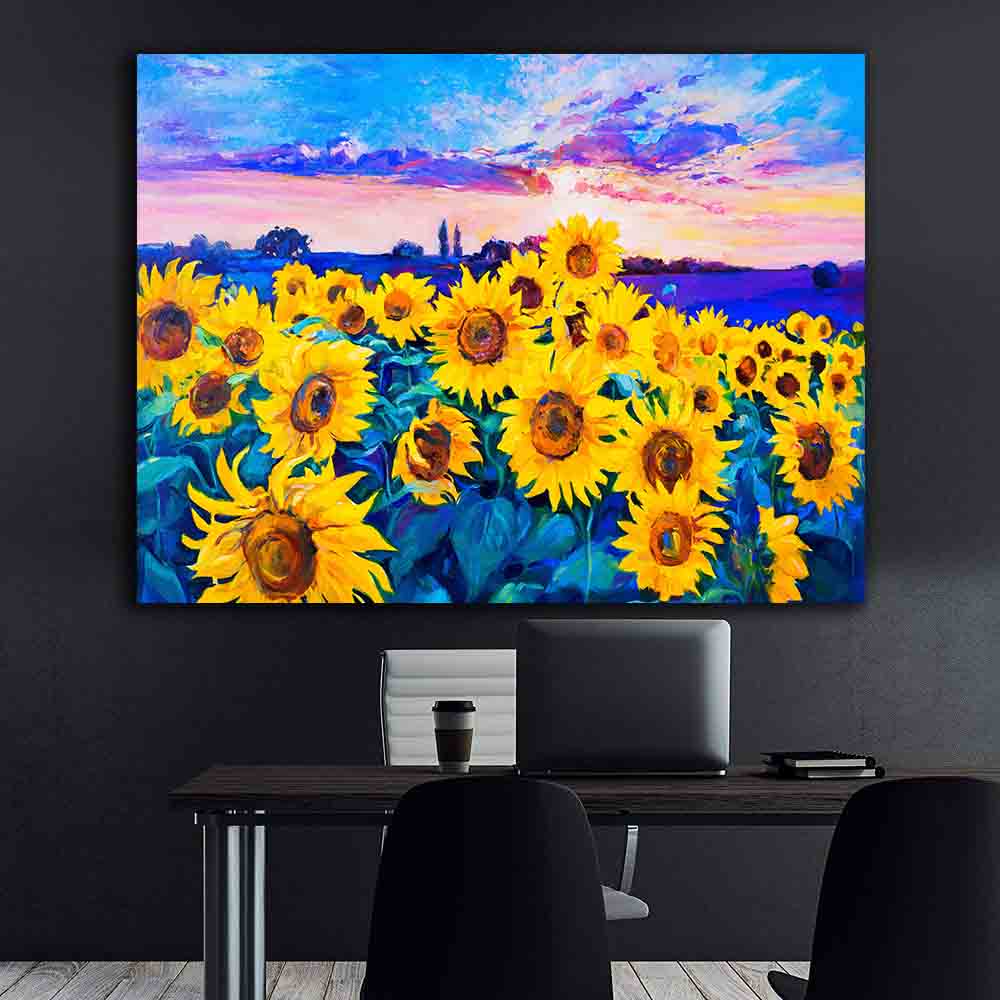Peinture sur toile - Champ de tournesols