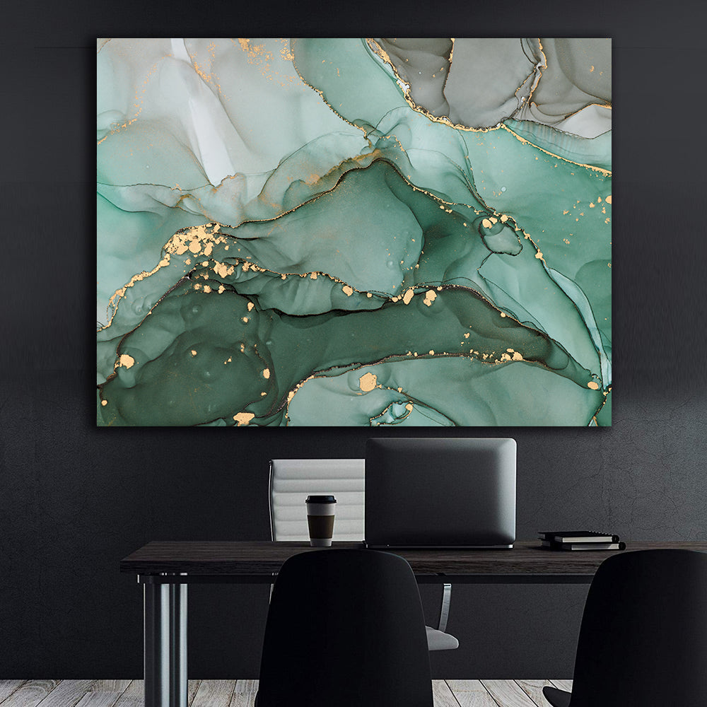 Tablou Canvas - Abstract Verde și Auriu