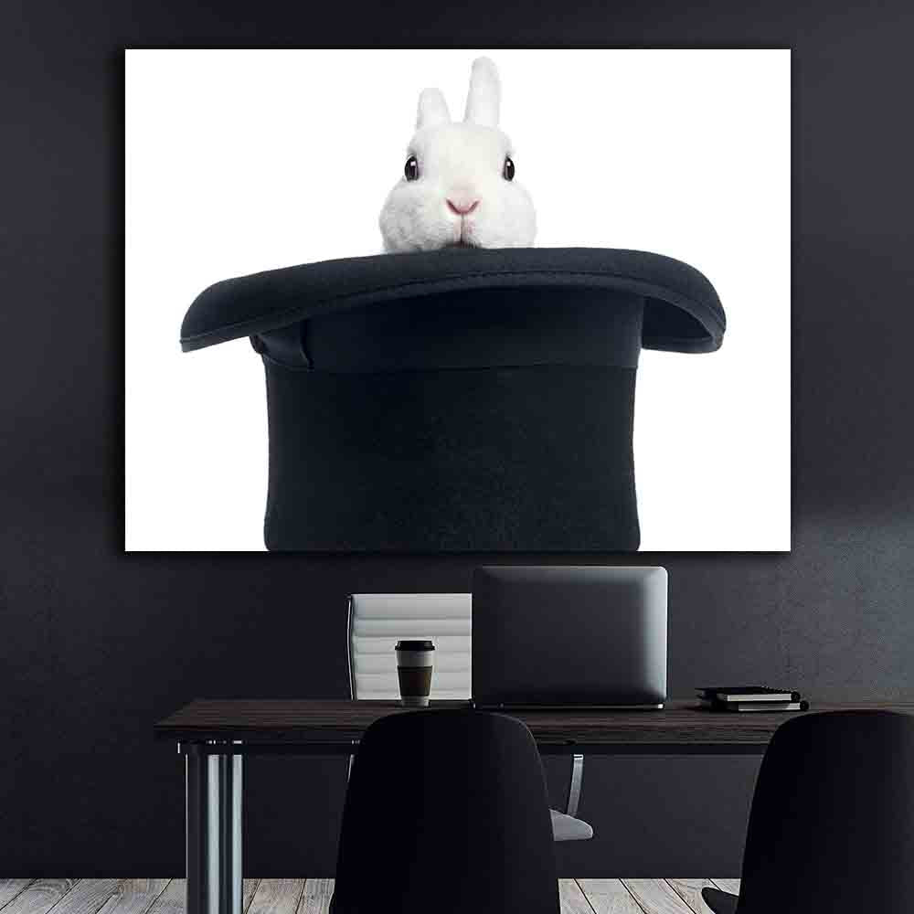 Tableau sur toile - Le lapin au chapeau