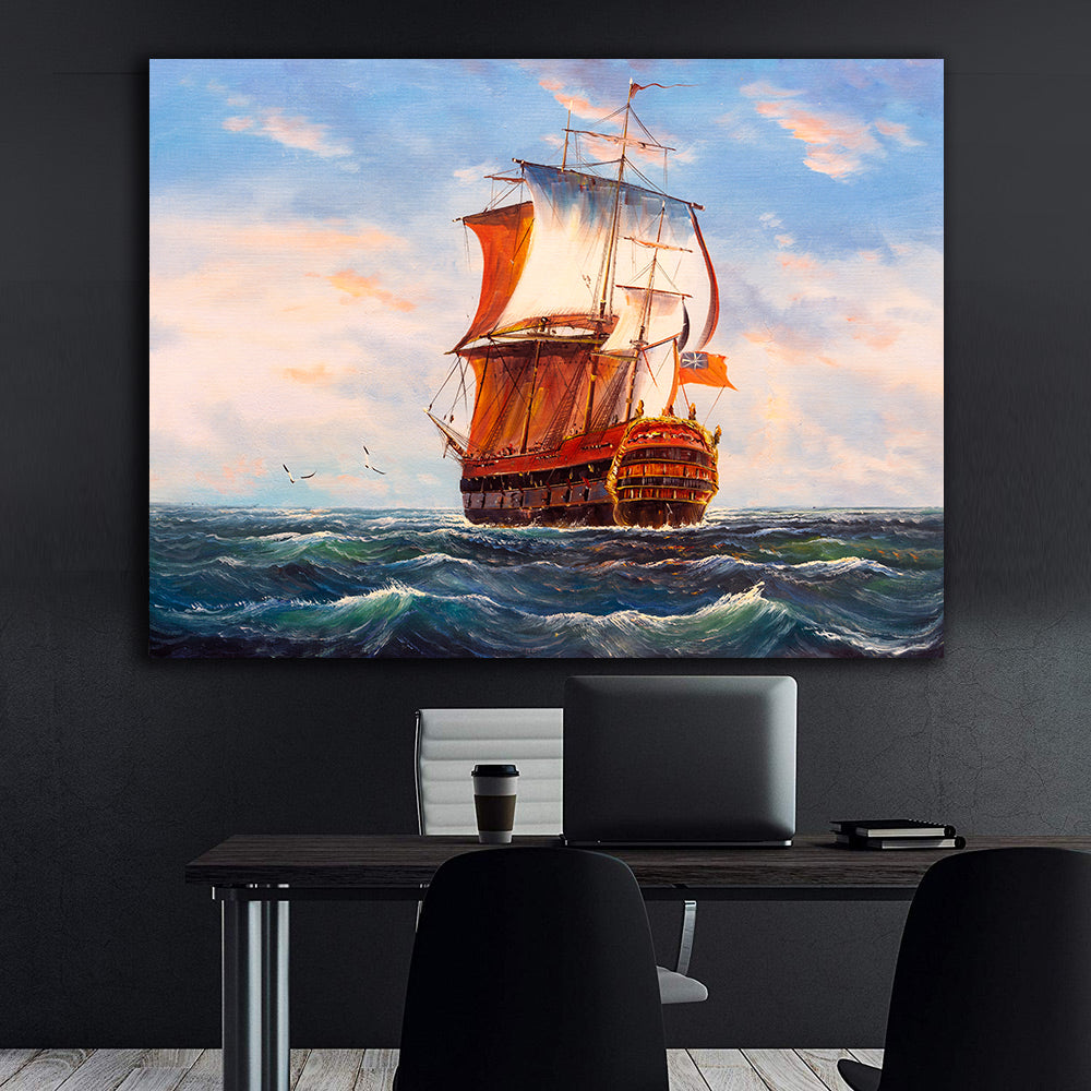 Peinture sur toile - Bateau en mer