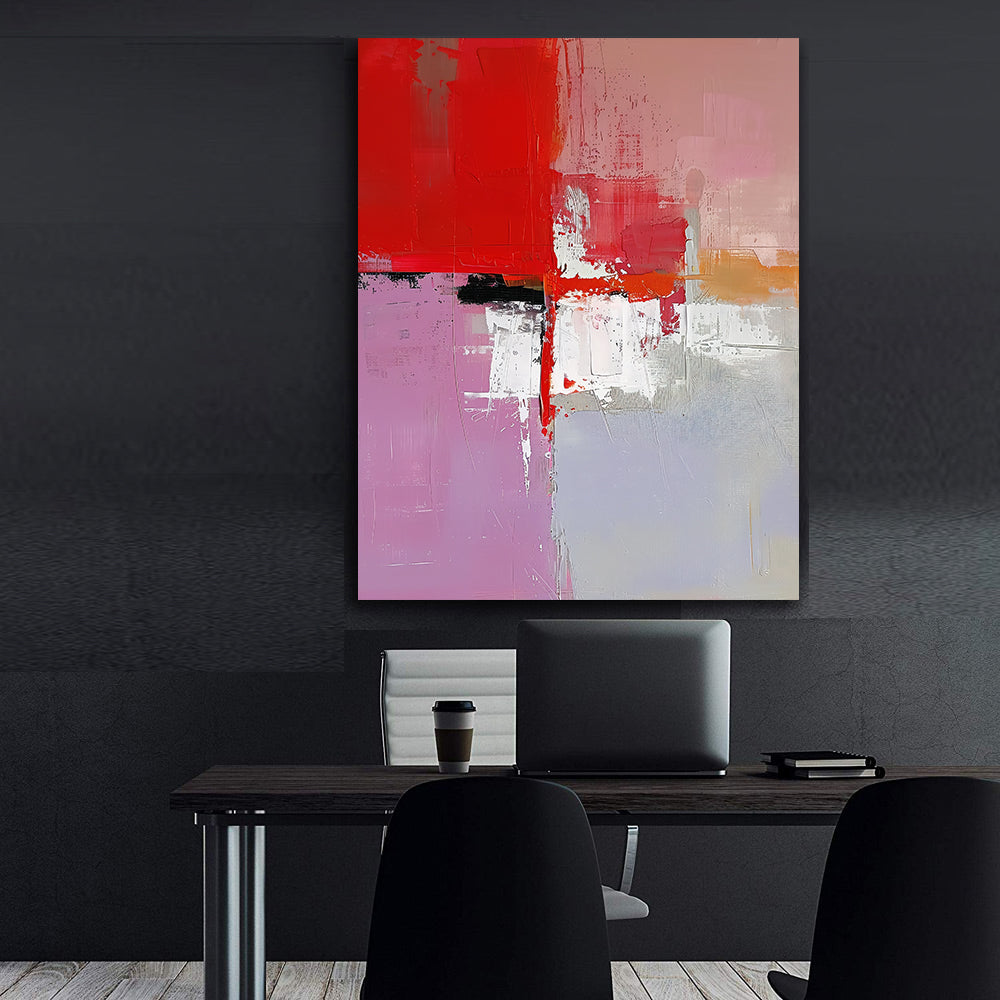 Peinture sur toile – Art abstrait rouge vif