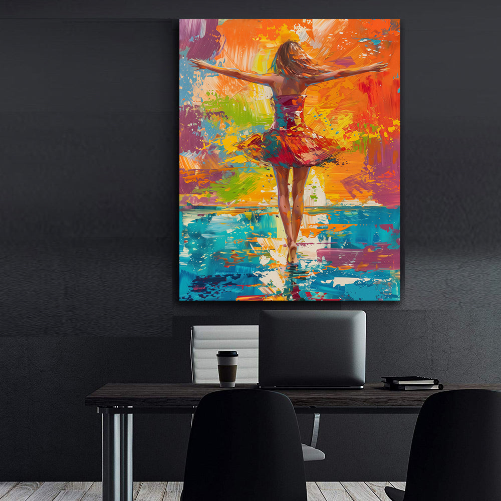 Peinture sur toile - Ballerine colorée