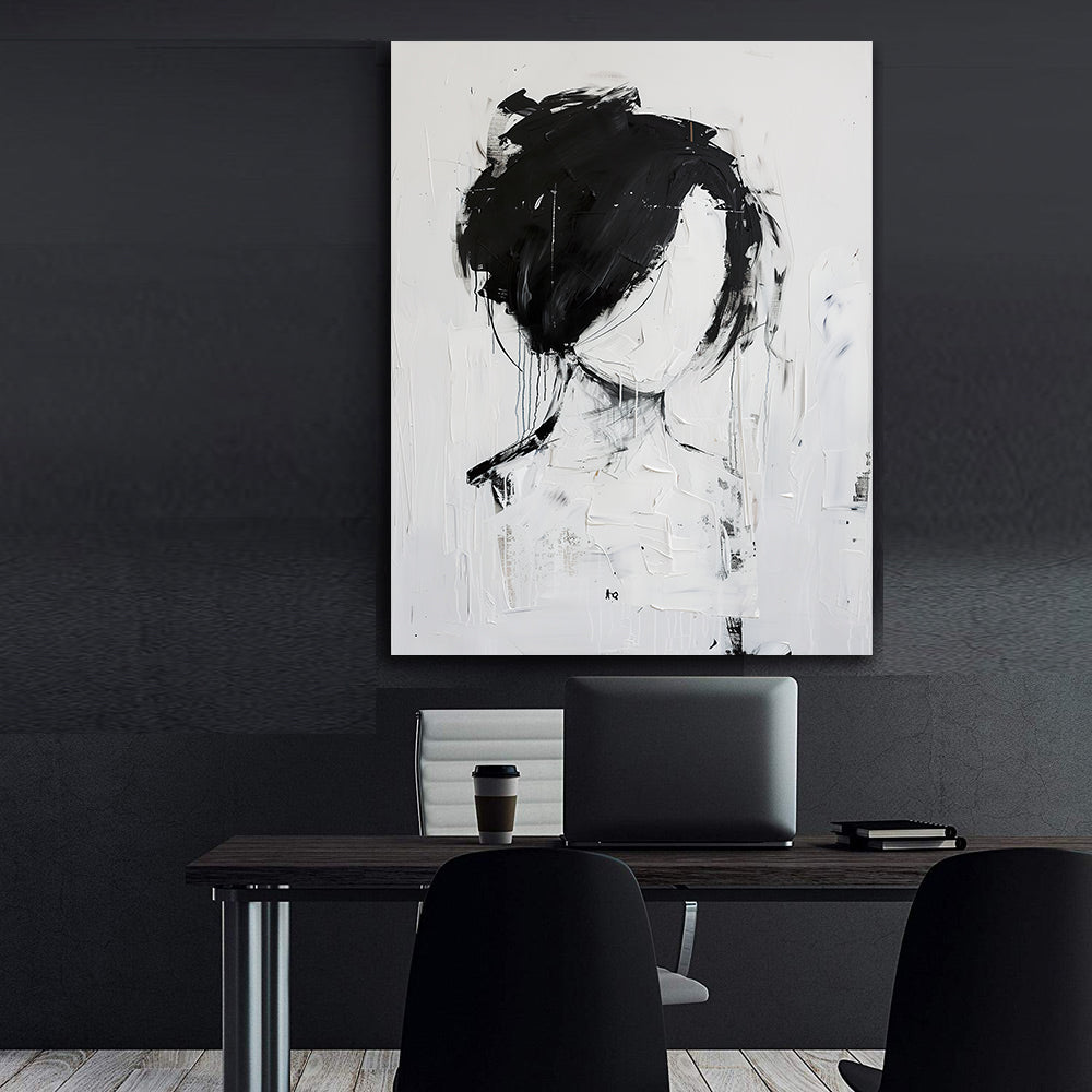 Peinture sur toile - Portrait en noir et blanc
