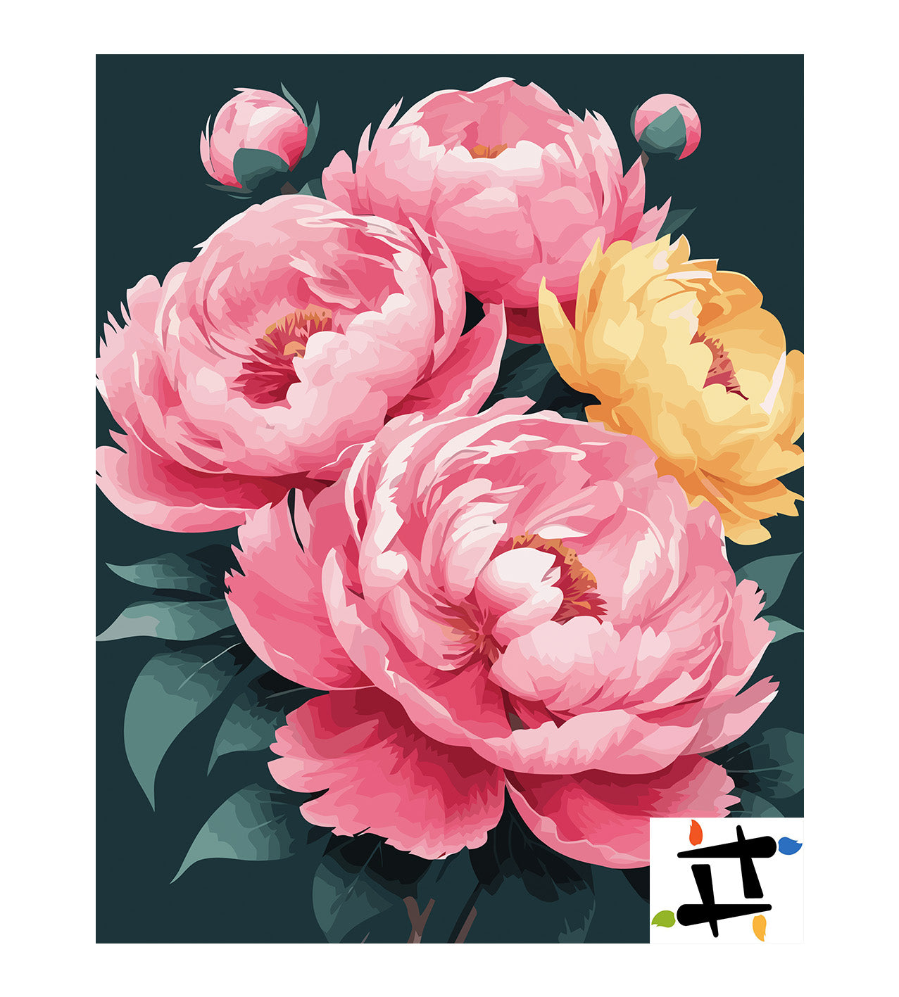 Pictura pe Numere – Bujori regali 7288