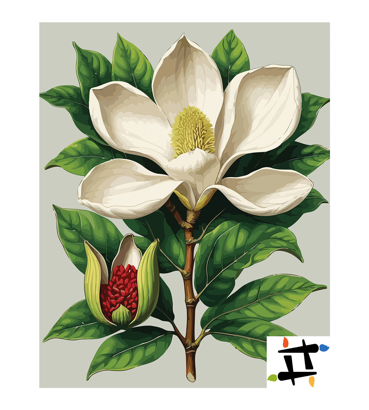 Pictura pe Numere – Magnolie in potirul de fildes 7258