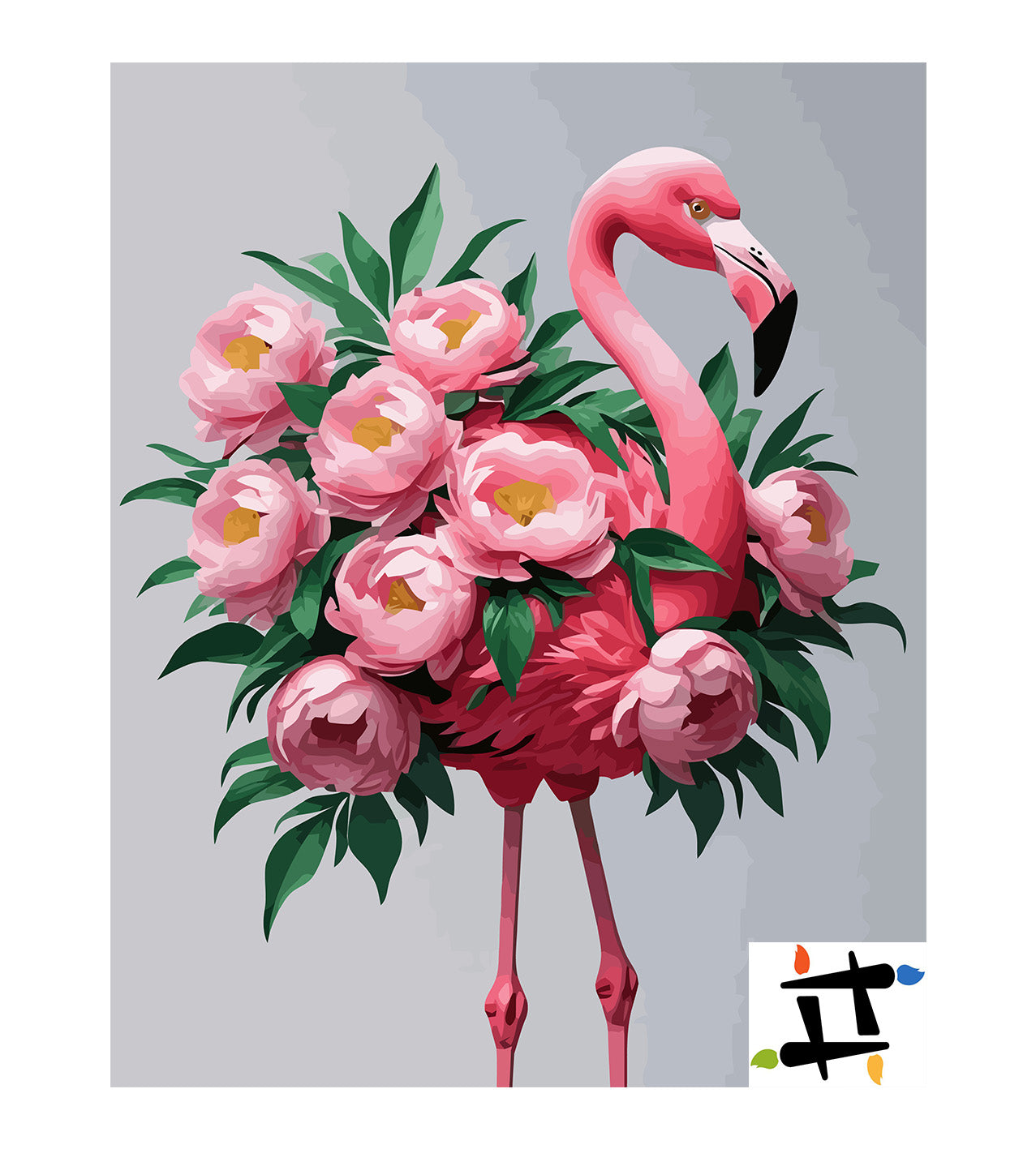 Pictura pe Numere – Flamingo si Bujori 6836