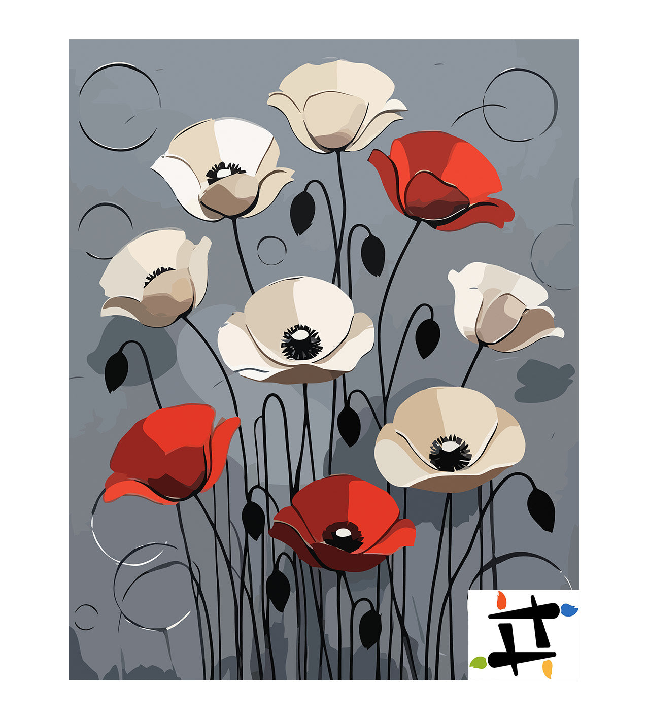 Pictura pe Numere – Contrast de maci 7018