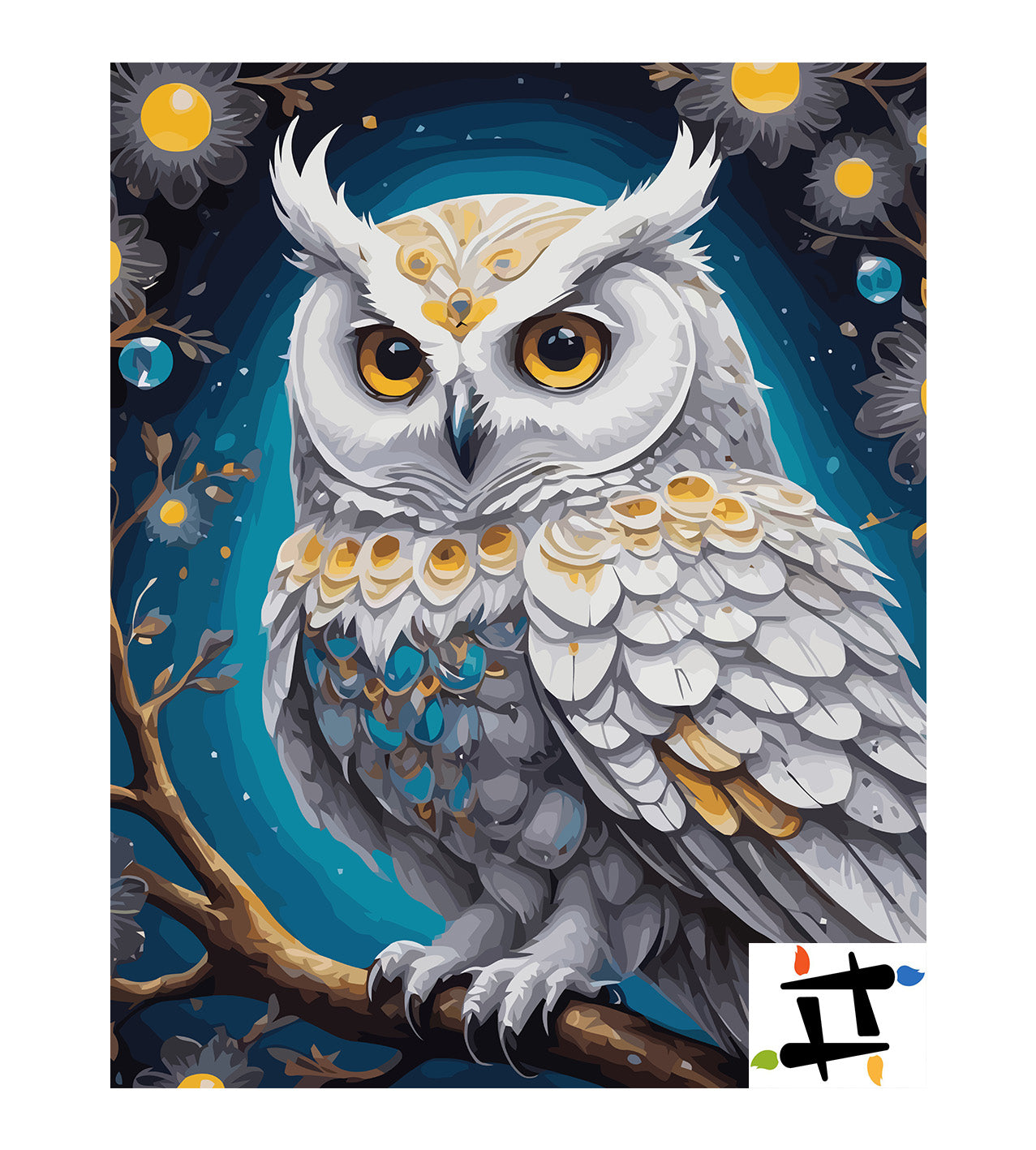 Pictura pe Numere – Bufnita sub bolta instelata 7494