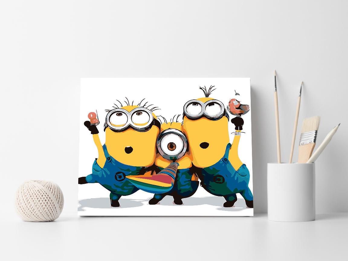 a couple of minion standing next to each other