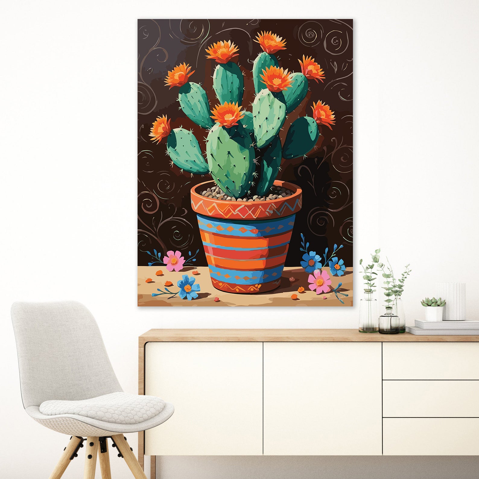 Pictura pe Numere – Cactus in vas pictat 6848