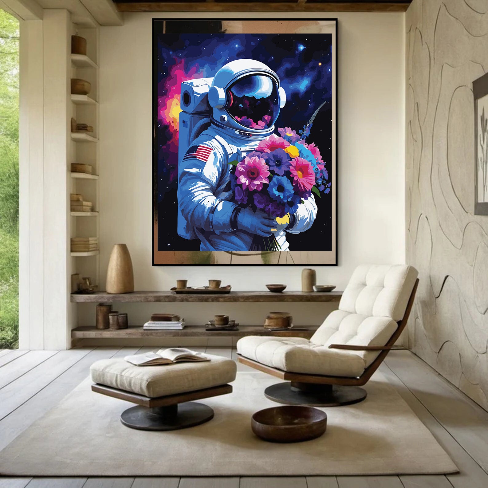 Pictura pe Numere – Astronaut cu flori 6899