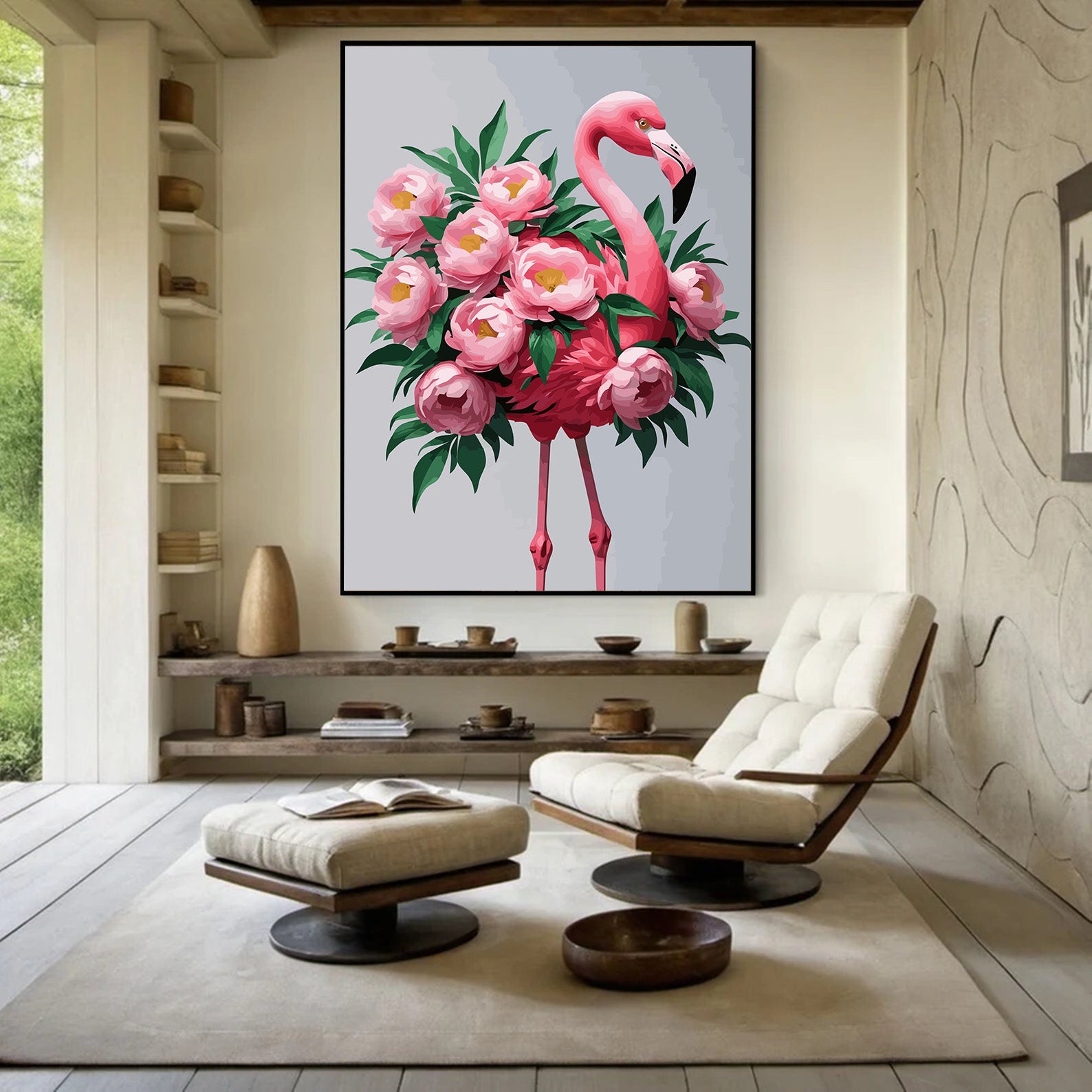 Pictura pe Numere – Flamingo si Bujori 6836
