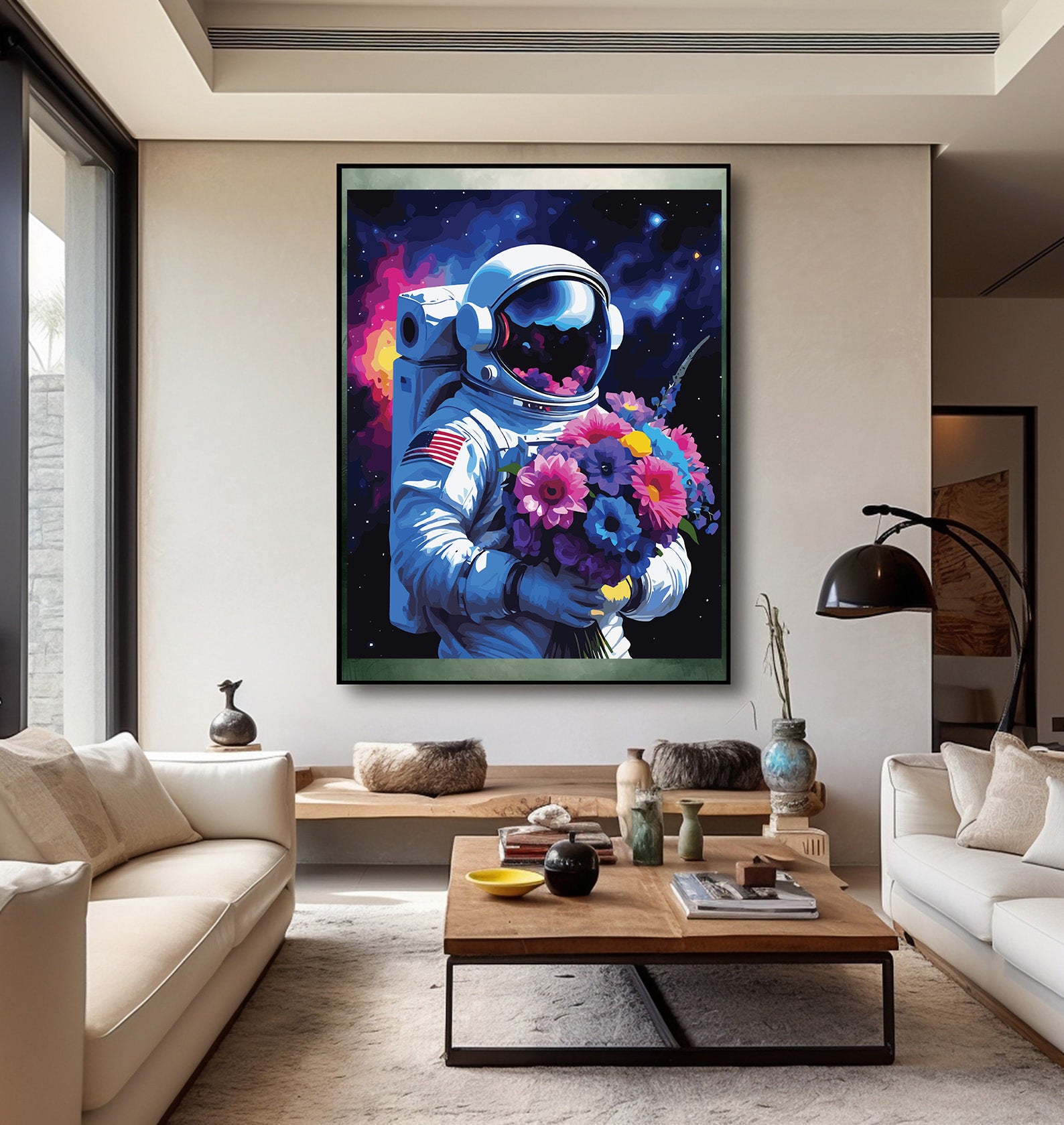 Pictura pe Numere – Astronaut cu flori 6899