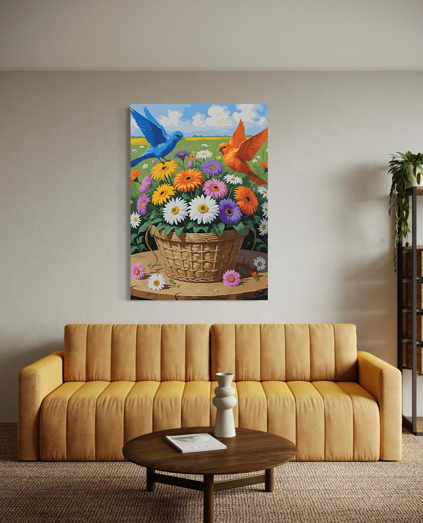 Pictura pe Numere – Gerbera in cos de paie 7009