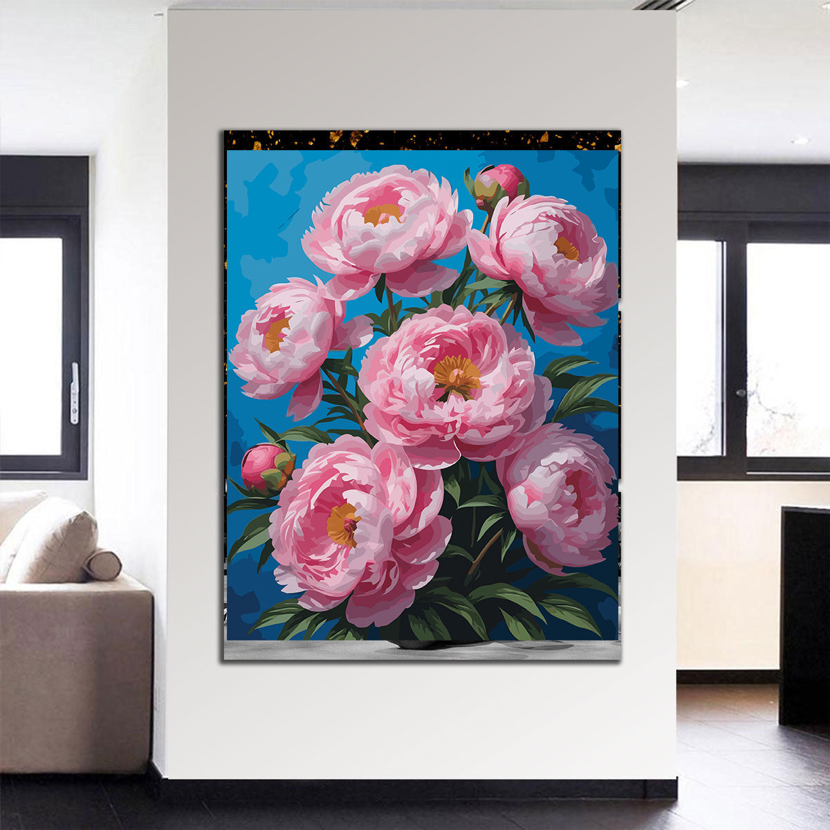 Pictura pe Numere – Bujori roz 6895