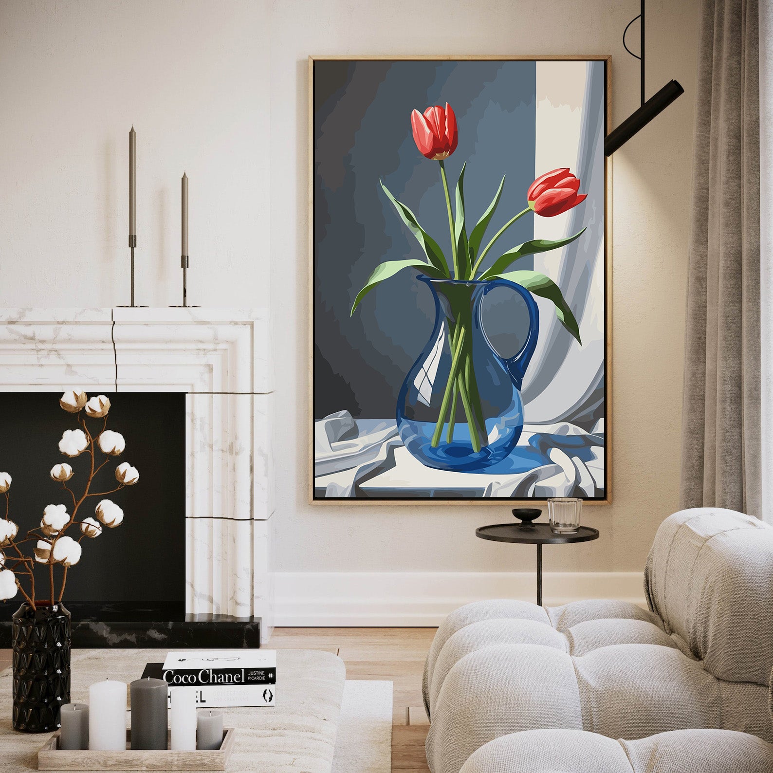 Pictura pe Numere – Lalele in vas albastru 6821
