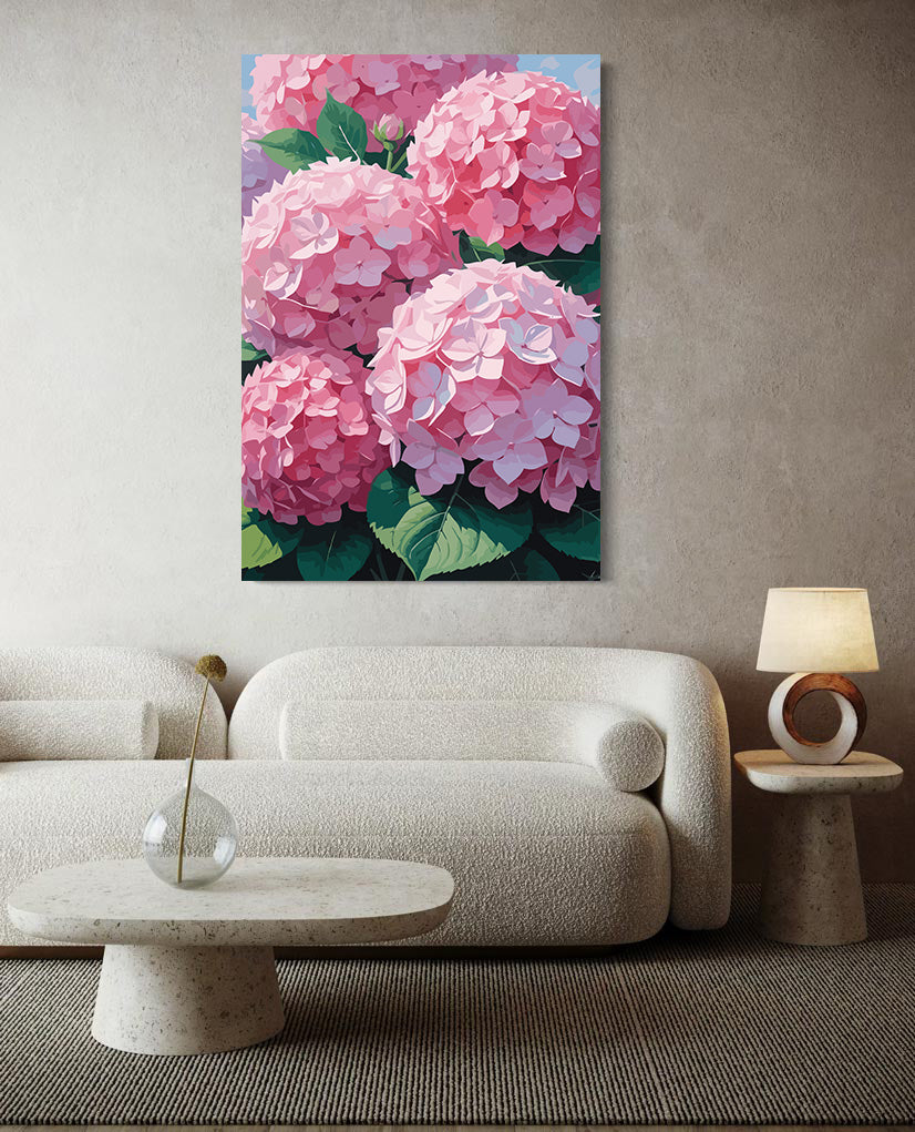 Pictura pe Numere – Imbratisare de hortensii roz 6999
