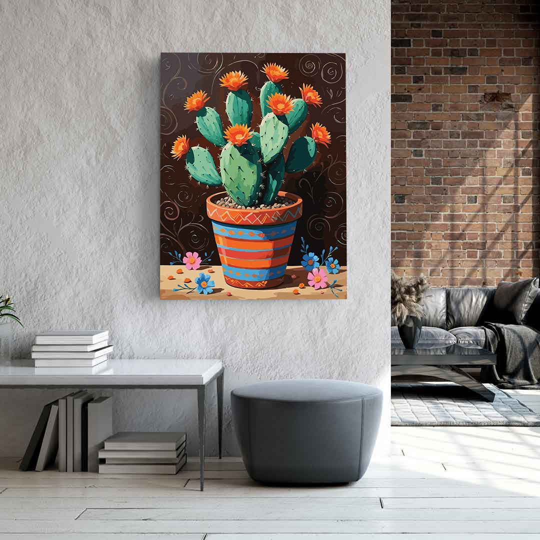Pictura pe Numere – Cactus in vas pictat 6848