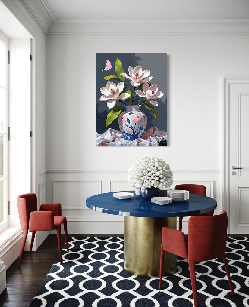 Pictura pe Numere – Magnolii si fluture 7241