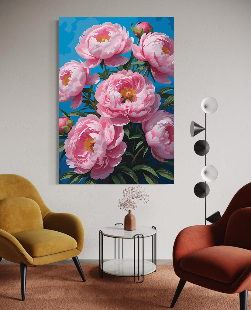 Pictura pe Numere – Bujori roz 6895
