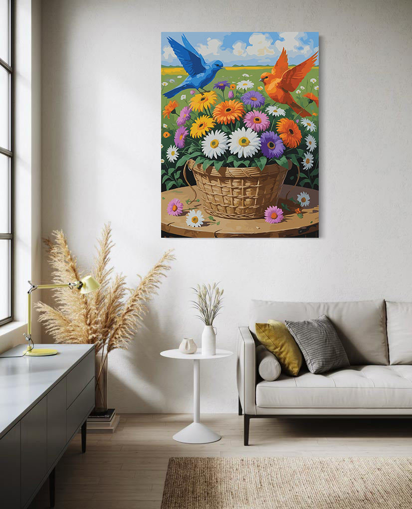Pictura pe Numere – Gerbera in cos de paie 7009