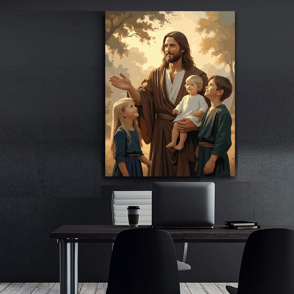 Set Pictură pe numere – Iisus Binecuvântând Copiii 6319