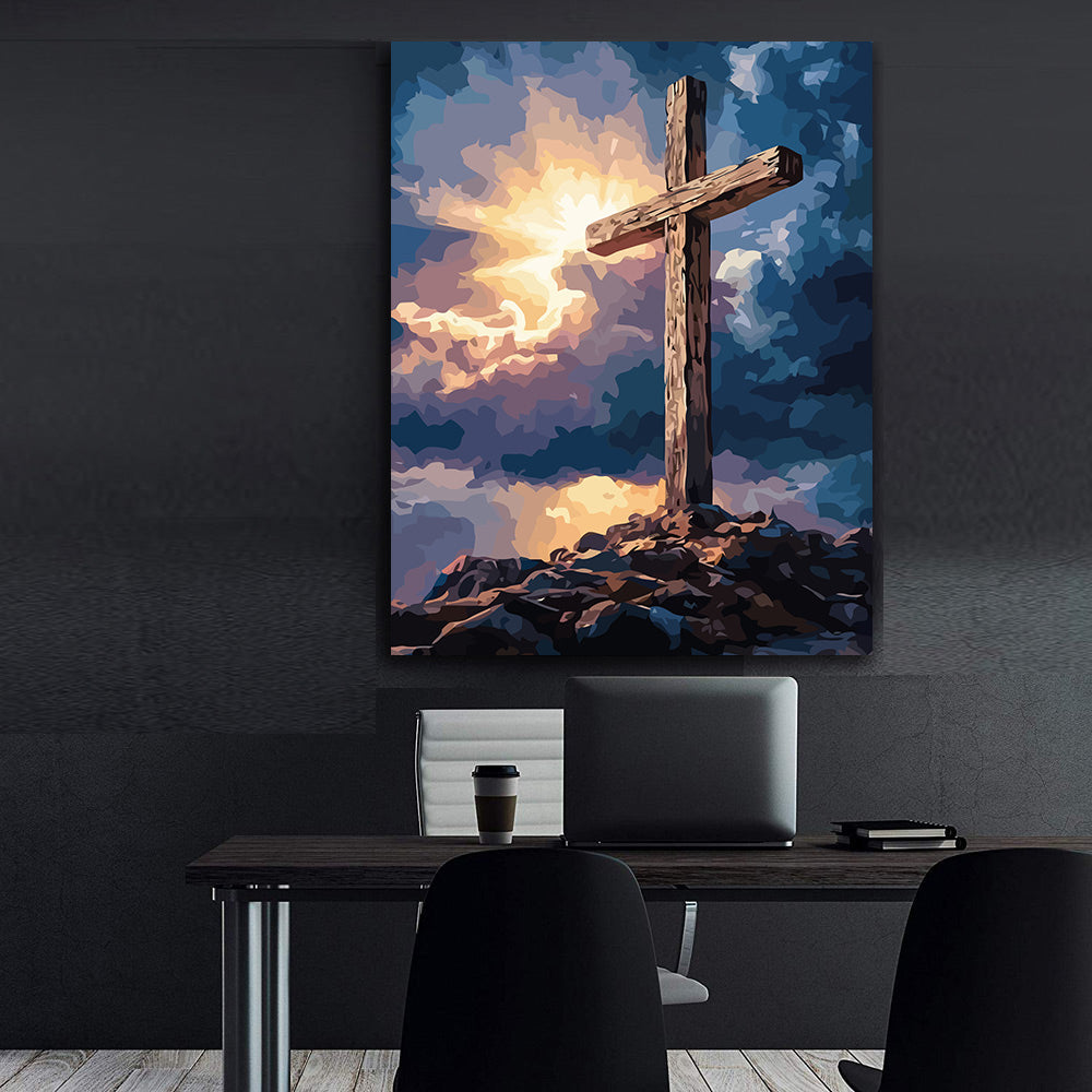 Set Pictură pe numere – Crucea Pe Stâncă 6252