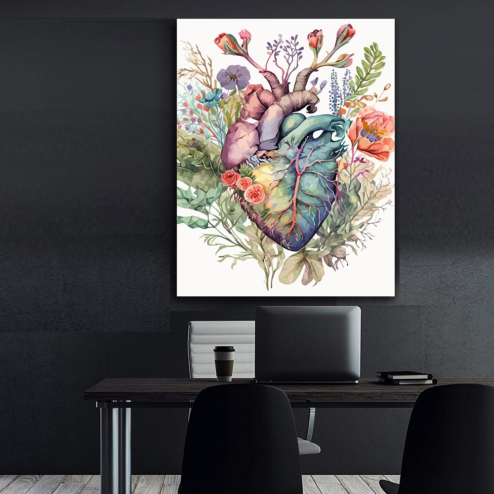 Set Pictură pe numere - Inimă din Flori 6026