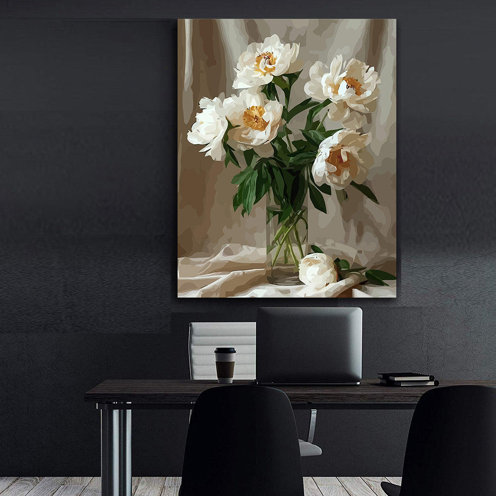 Pictura pe Numere – Flori albe in vaza 6533