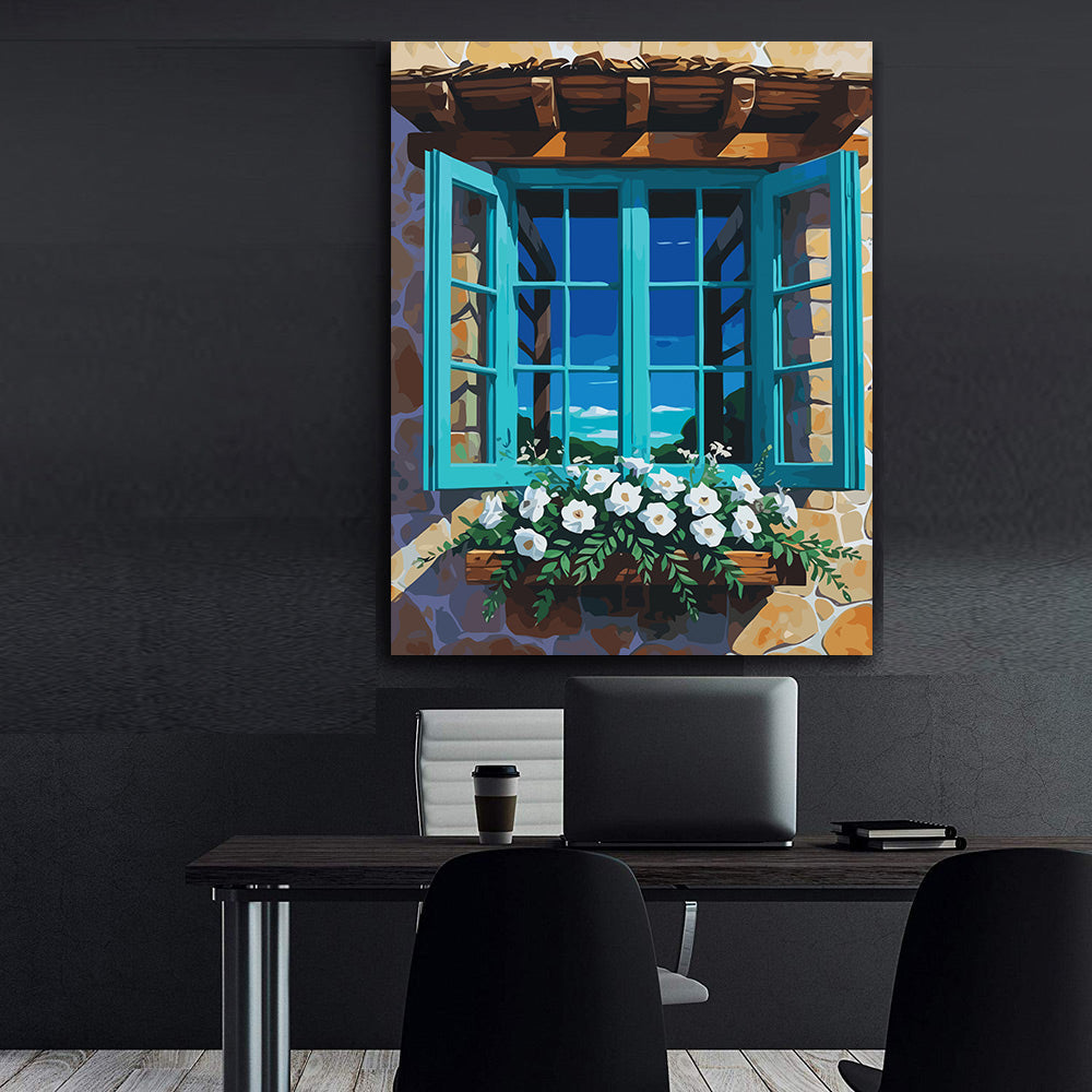 Pictura pe Numere – Fereastra cu flori 7202