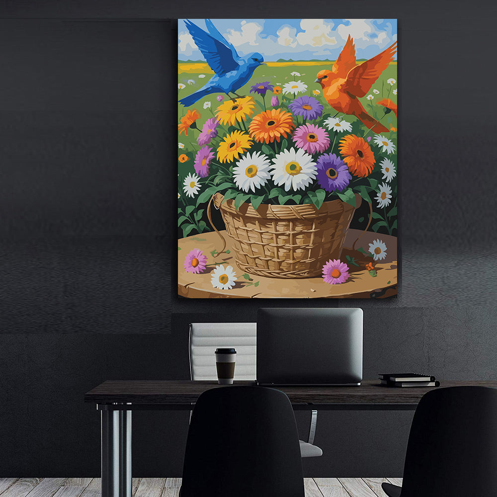 Pictura pe Numere – Gerbera in cos de paie 7009