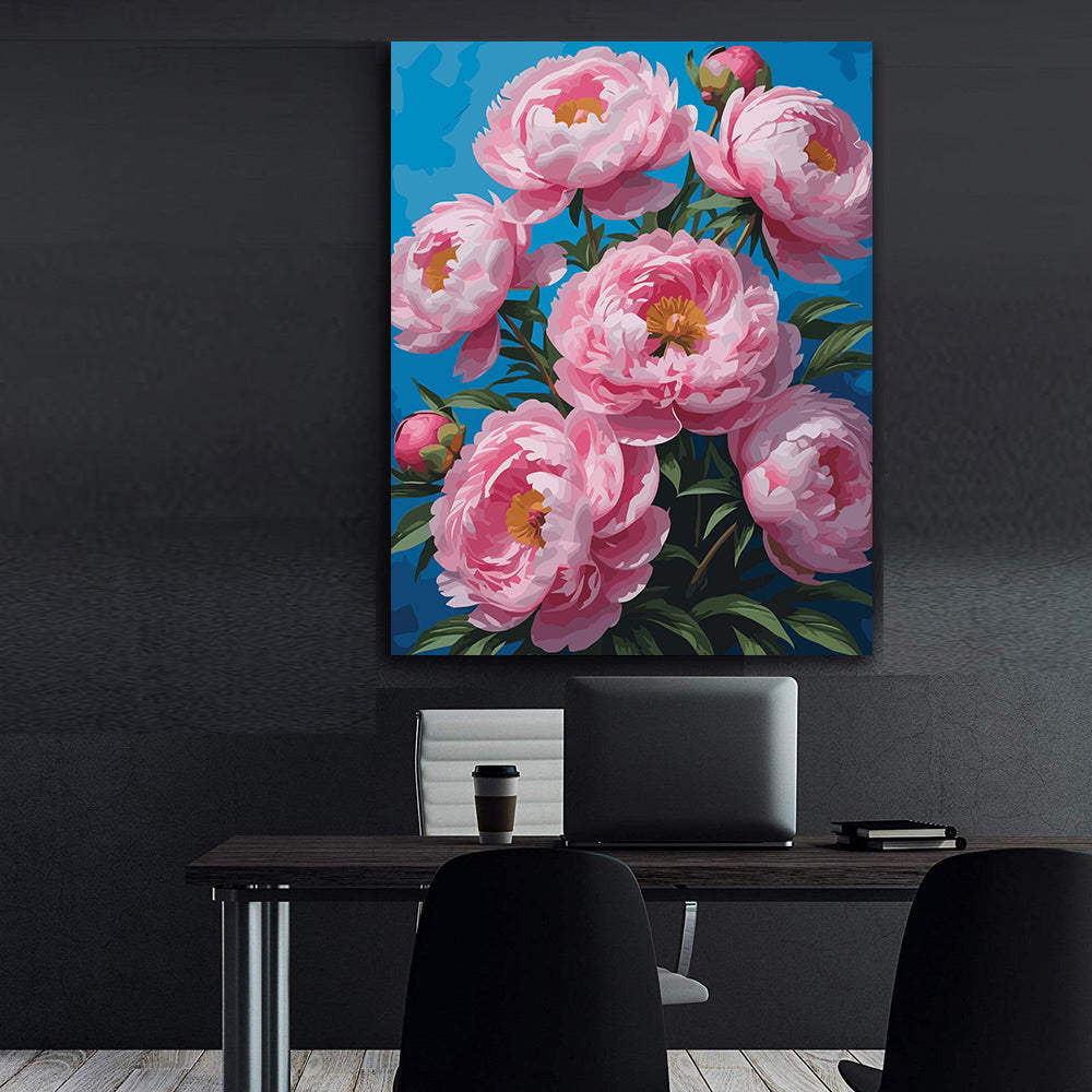 Pictura pe Numere – Bujori roz 6895