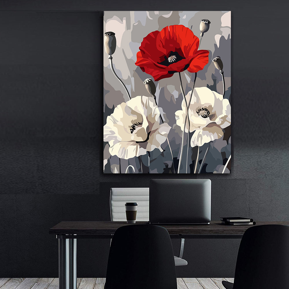 Pictura pe Numere – Vibratii in Monocrom si Rosu 6609