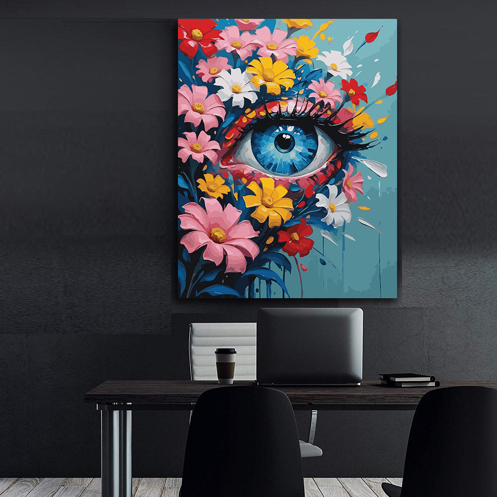 Pictura pe Numere – Privire invelita in flori 7003