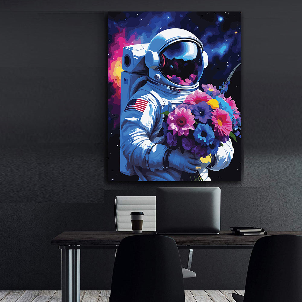 Pictura pe Numere – Astronaut cu flori 6899