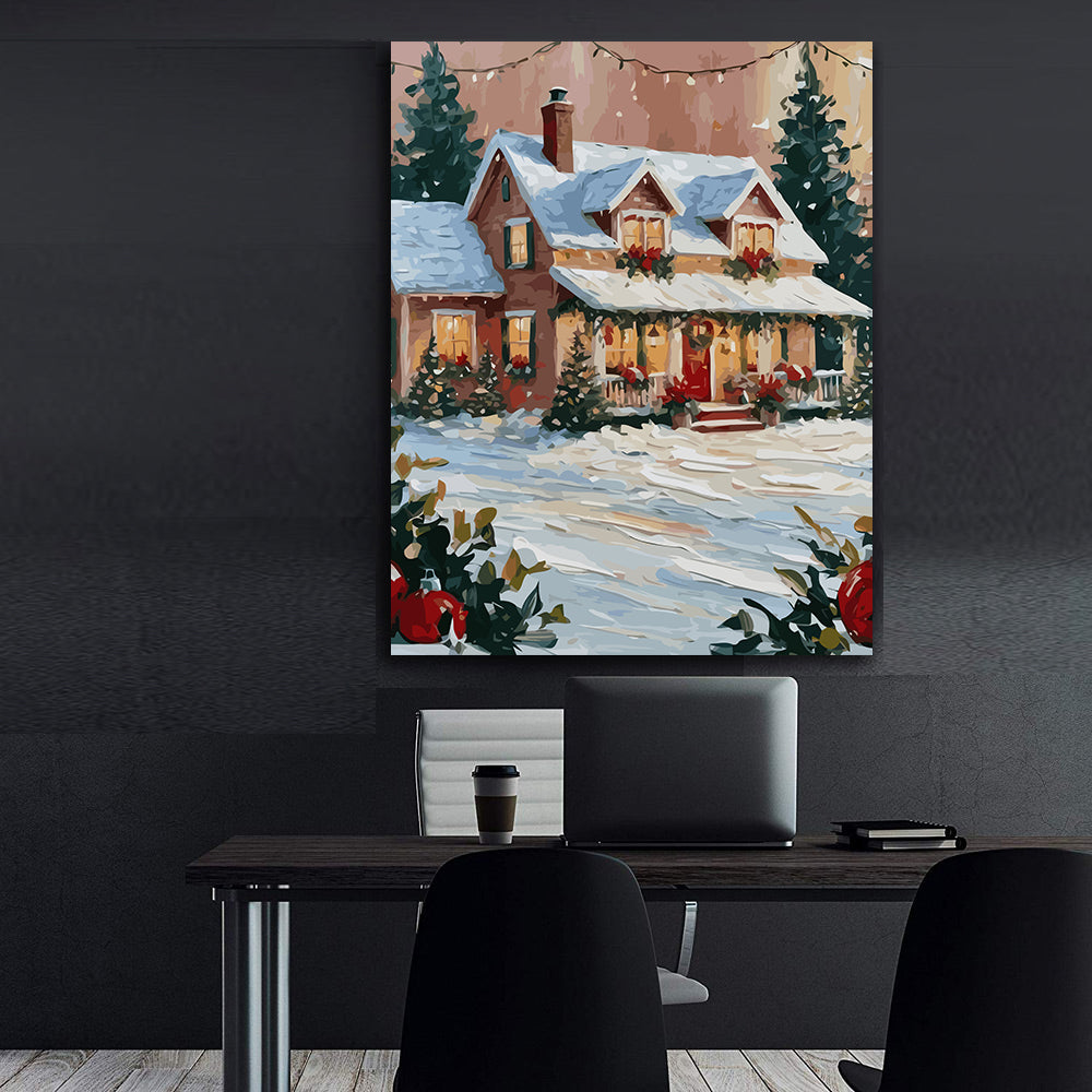 Set Pictură pe numere – Căsuță Iarna 6143