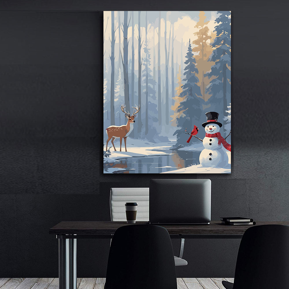 Set Pictură pe numere – Căprioară Și Om De Zăpadă 6154