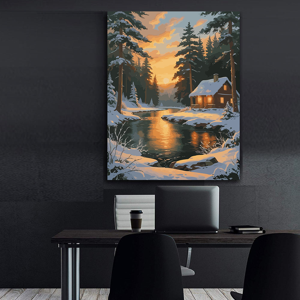 Set Pictură pe numere – Căsuță În Pădurea De Iarnă 6209