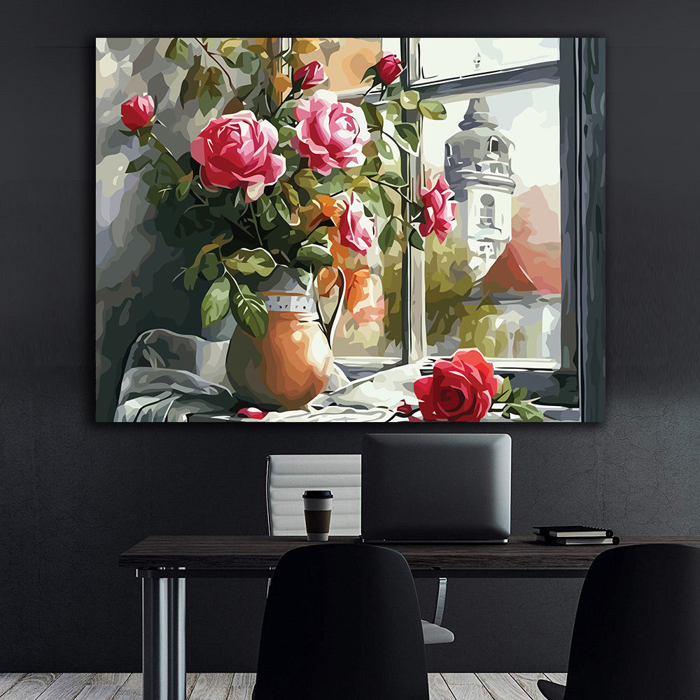 Pictura pe Numere – Trandafiri in glastra 7301