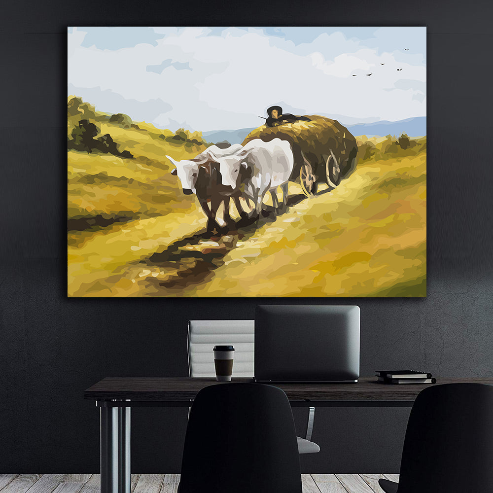 Set Pictură pe numere - Carul cu Boi