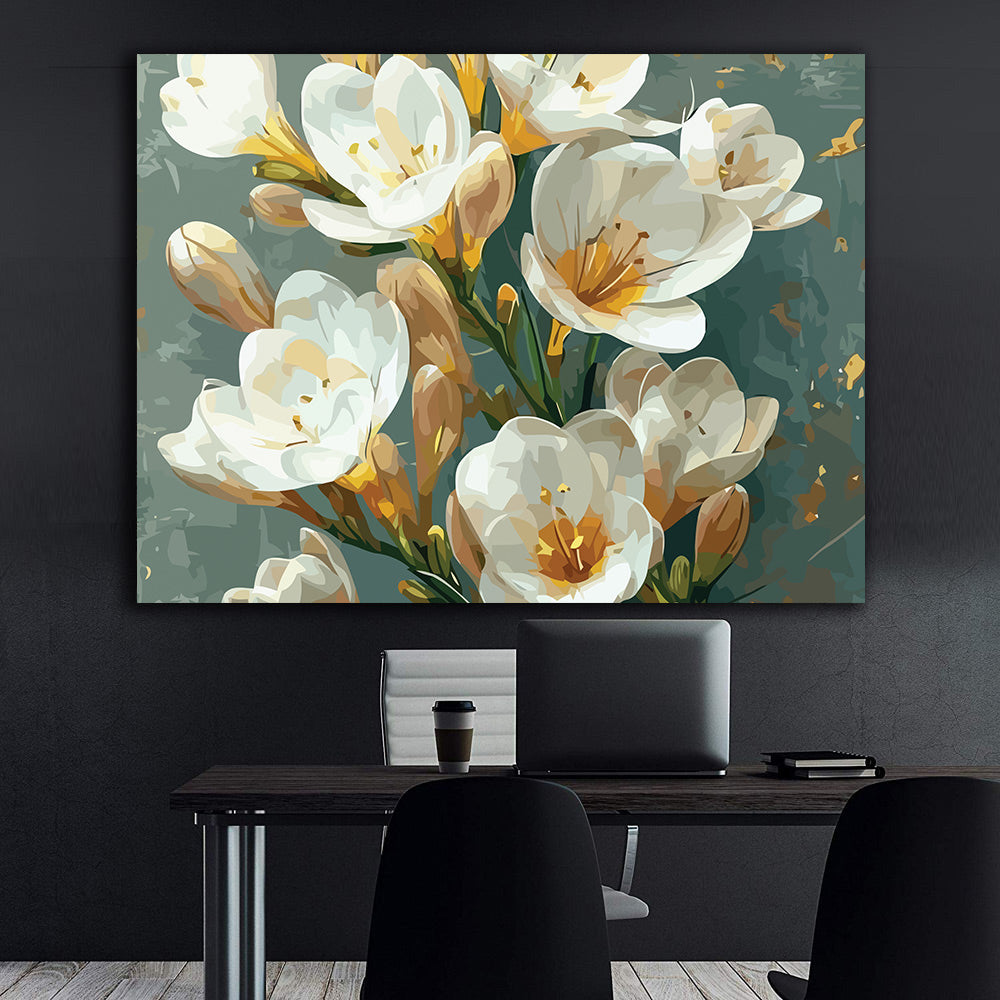 Pictura pe Numere – Frezii albe 7298