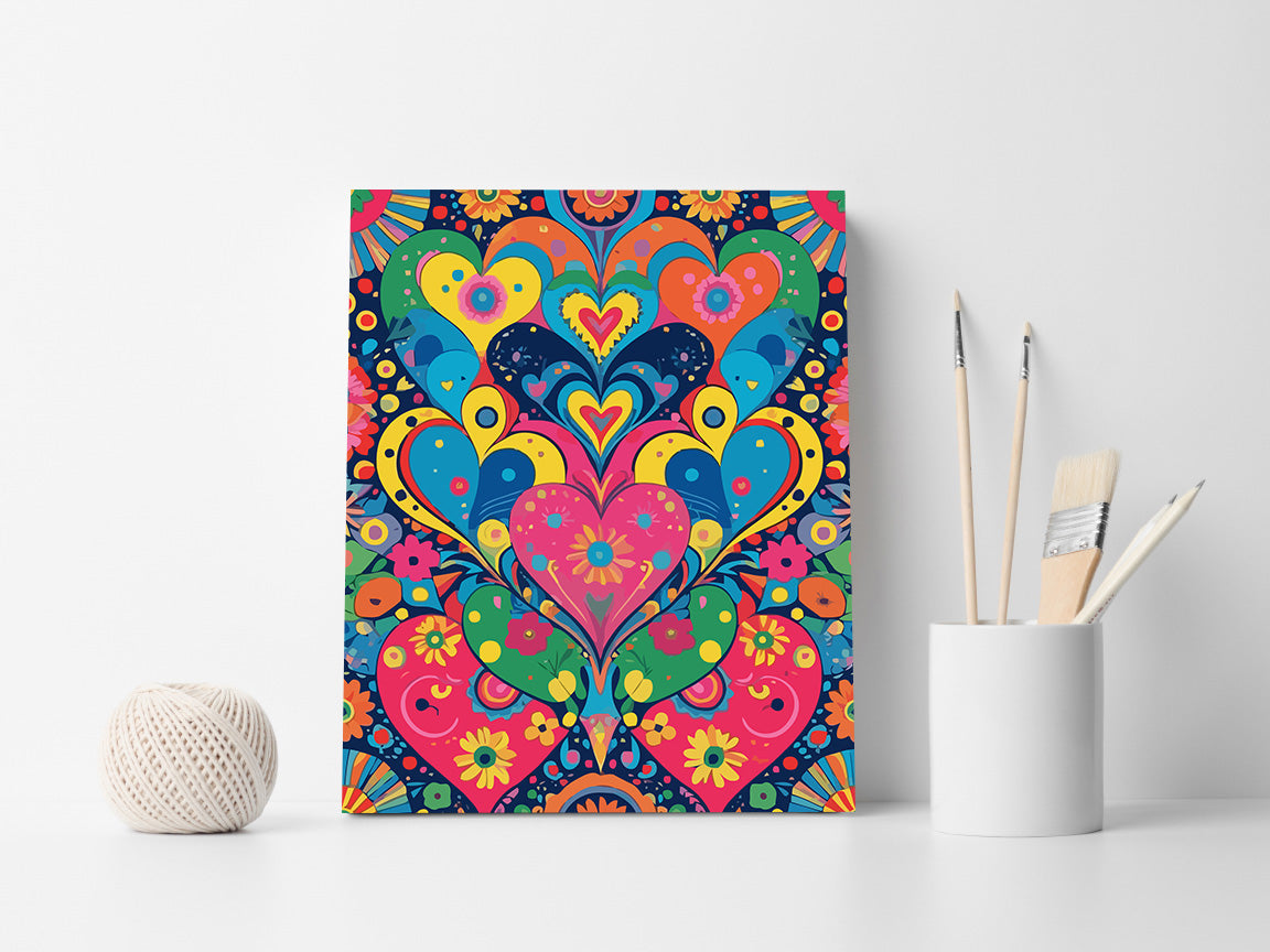 Set Pictură pe numere – Inimi Multicolore 6463