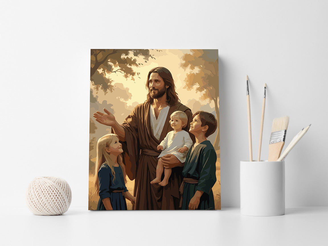 Set Pictură pe numere – Iisus Binecuvântând Copiii 6319