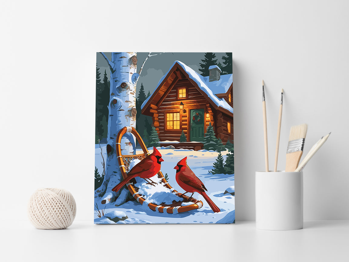 Set Pictură pe numere – Păsărele Iarna 6220