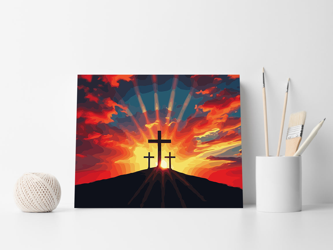 Set Pictură pe numere – Trei Cruci Pe Dealul Golgota 6360