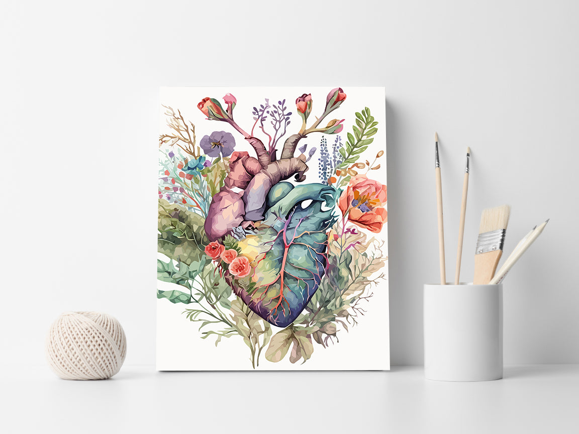 Set Pictură pe numere - Inimă din Flori 6026