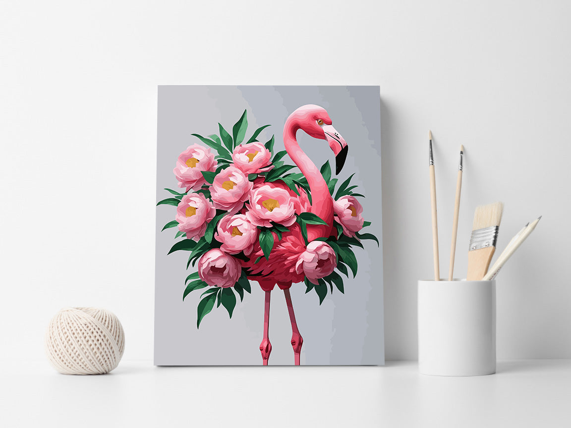 Pictura pe Numere – Flamingo si Bujori 6836
